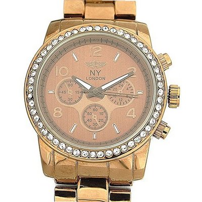 Prince London BronzeTone Crystal Chrono Effect Metal Bracelet PI-7010