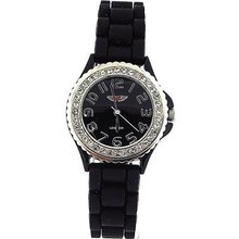 Prince London Crystal Embedded Bezel Black Dial Ladies Sports PL27073MBKK