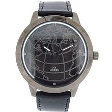 Prince London Globe Design Black Dial Gun Metal Case Casual PL2083