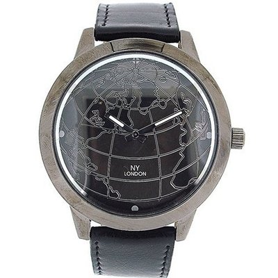 Prince London Globe Design Black Dial Gun Metal Case Casual PL2083