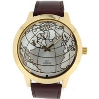 Prince London Globe Design Ivory Colour Dial Casual PL2083 Brown