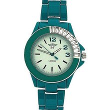 Prince London Ladies Analogue Stone Set Bezel Green Metal Bracelet Strap