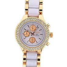 Prince London Ladies Stone Set Bezel Rose Gold & Lilac Metal Strap PI-7011
