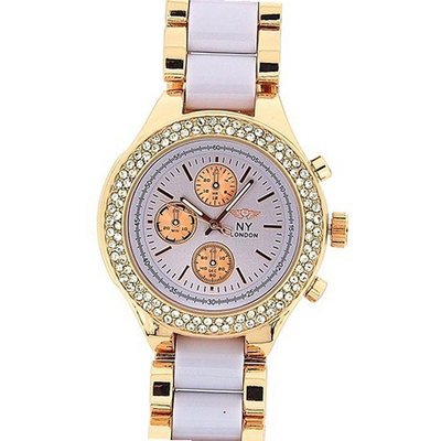 Prince London Ladies Stone Set Bezel Rose Gold & Lilac Metal Strap PI-7011