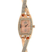 Prince London Rose Gold Crystal Set Metal Bracelet Strap Ladies PI-7041