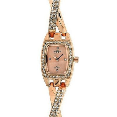 Prince London Rose Gold Crystal Set Metal Bracelet Strap Ladies PI-7041