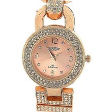 Prince London Rose Gold Crystal Set Metal Bracelet Strap Ladies PI-7061
