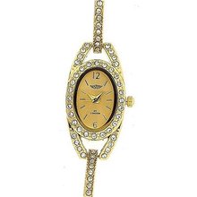Prince London Yellow Gold Crystal Set Metal Bracelet Strap Ladies PI-7040