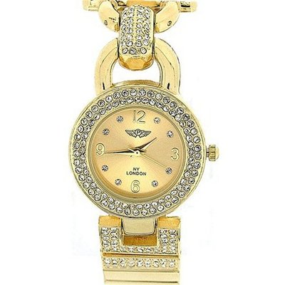 Prince London Yellow Gold Crystal Set Metal Bracelet Strap Ladies PI-7061