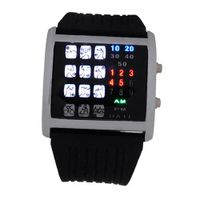 29 Colorful LED Binary Digital Wrist with Sports Pattern Black - JUST ARRIVE!!!