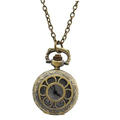 Antique Hollow Flower Style Brass Quartz Pocket With Chain Belt - JUST ARRIVE!!!