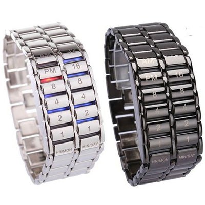 Carbonized Steel Binary LED Wrist