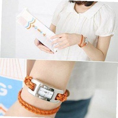 Fashion Braided Leather Cord Band Quadrate Dial Quartz Bracelet - JUST ARRIVE!!!