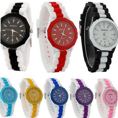 Geneva Unisex Silicone Jelly Gel Quartz Analog Sports Army Wrist