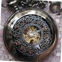 Steampunk Mechanical Style Skeleton Tungsten Steel Windup Pocket