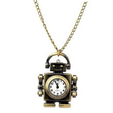 Stylish Mini Cute Bronze Robot-shaped Retro-style Pendant Pocket with Long Bronze Chain - JUST ARRIVE!!!