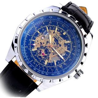 uProsperous JARAGAR A486 Business Man Mechanical with PU Leather Band-Dark blue dial - JUST ARRIVE!!! 
