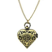 uProsperous Stylish Cute Big Brone Love Heart Shaped Retro-style Pendant Pocket with Long Bronze Chain 