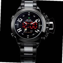 uProsperous Weide Black Steel Japan Movt Digital Analog Led  Diver - White Needle 