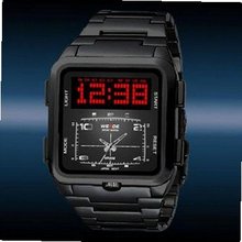 uProsperous WEIDE Trendy Dual Time Scrolling LED Digital Analog Quartz Wrist - Black 