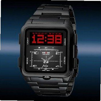 uProsperous WEIDE Trendy Dual Time Scrolling LED Digital Analog Quartz Wrist - Black 