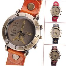 Valentine Gift 2013 Retro Fashion Quartz Unisex Casual Wristes With Eiffel Tower Pattern
