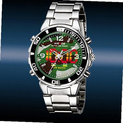 WEIDE New 2 Time LED Light Analog-Digital Dive Quartz Alarm Sport - Army Green Dial - JUST ARRIVE!!!