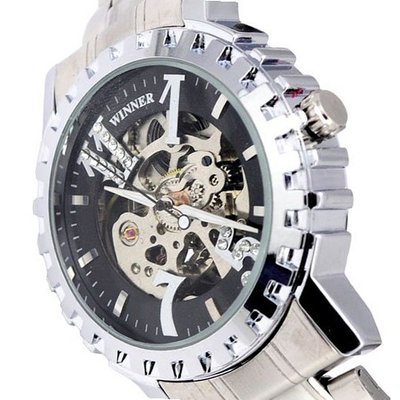WINNER Luxury Round Dial Skeleton Auto/Wind Up Mechanical Wrist -Black - JUST ARRIVE!!!