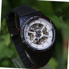 Winner Simple Wind Up Silicone Band Mechanical Wrist - Black/White - JUST ARRIVE!!!