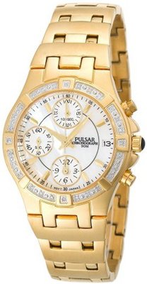 Pulsar PF8264 Diamond Mother Of Pearl Gold-Tone