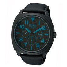 Pulsar PP6083X1 44mm Ion Plated Stainless Steel Case Black Calfskin Mineral