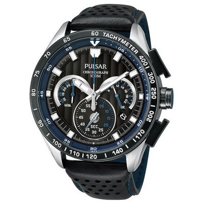 Pulsar PU2073 45mm Stainless Steel Case Black Calfskin Mineral