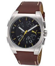 Black Dial Digital/Analog Brown Genuine Leather