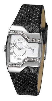 Enticement White Crystal Black Leatherette