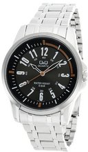 Q and Q  Stainless Steel Metal Band Black Dail with Numbers