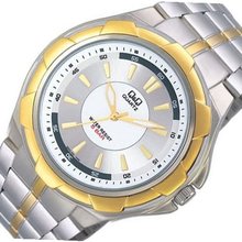 Q and Q  Two Tone Stainless Steel Metal Band White Dail