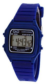 Q&Q #L116J008Y Unisex Colorful Navy Blue Alarm Chrono LCD Digital