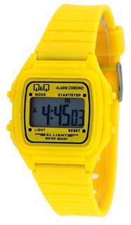 Q&Q #L116J012Y Unisex Colorful Yellow Alarm Chrono LCD Digital