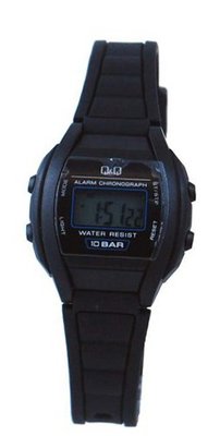 Q&Q #LL01J102Y Black Rubber Band Alarm LCD Digital