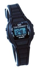 Q&Q #LL01J104Y Black Rubber Band Alarm LCD Digital