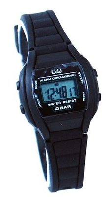 Q&Q #LL01J104Y Black Rubber Band Alarm LCD Digital