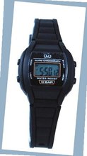 Q&Q #LL01J105Y Black Rubber Band Alarm LCD Digital