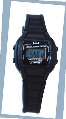 Q&Q #LL01J105Y Black Rubber Band Alarm LCD Digital
