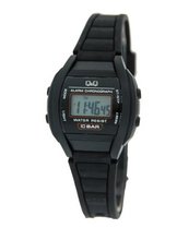 Q&Q #LL01J640Y Black Rubber Band Alarm LCD Digital