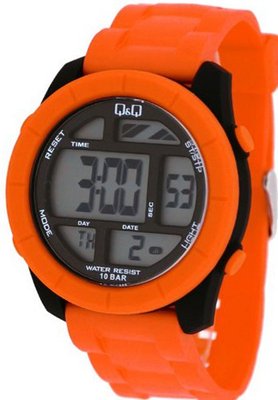 Q&Q #M123J005Y Big Size Colorful Orange Chrono Alarm Digital