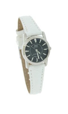 Q&Q White Elegant Leather Band #Q245-302Y