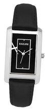 Rakani Right Around The Corner 38mm Black Rectangle with Black Leather Band