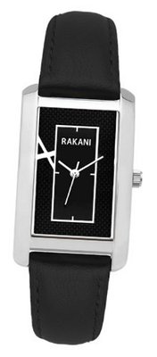 Rakani Right Around The Corner 38mm Black Rectangle with Black Leather Band