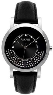 Rakani Stuck In Traffic 40mm Swarovski Crystals with Black Leather Band