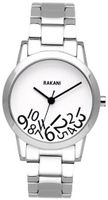 Rakani What Time? 32mm Black on White with Stainless Steel Band